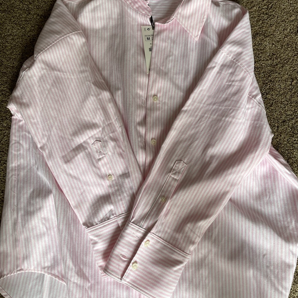 Zara woman  Light Pink Striped Dress Shirt